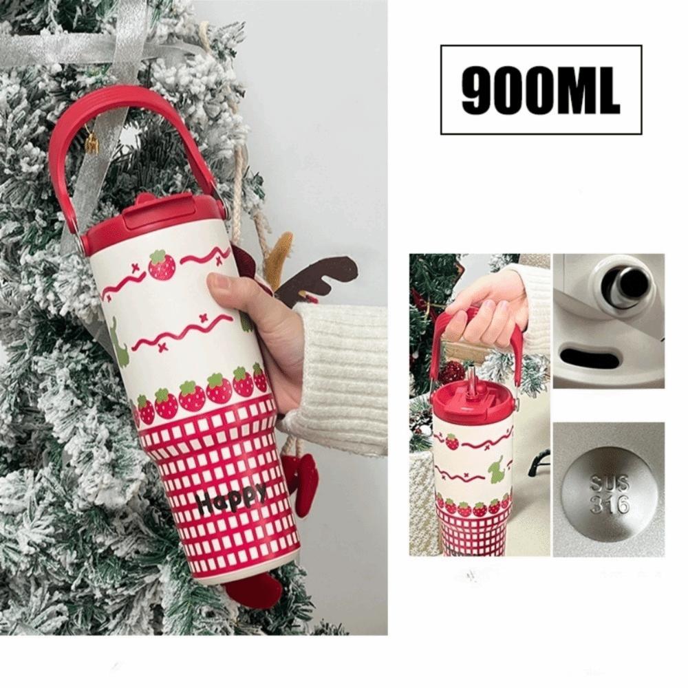 900ml Insulated Cup Stainless Steel Insulation Or Cooling Thermal Water Bottle with Lifting Hand High-Capacity Vacuum Flask