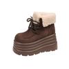 Fashion New Winter Chunky Casual Snow Shoes Woman 10CM High Platform Wedge Heels Warm Fur Sneakers Fashion Women Buckle Leather Shoes