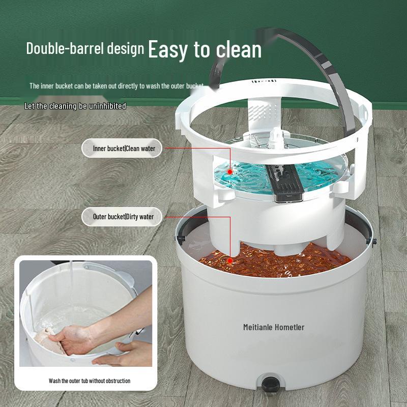 Meitianle Rotating Mop: Clean & Dirty Separation, Lazy Household Cleaning Tool, Durable Pole, Trending Item.