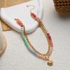 Colorful Dopamine Beaded Layered Necklace For Women Boho Heart Pendant OT Buckle Cuban Chain Chunky Choker Party Holiday Jewelry