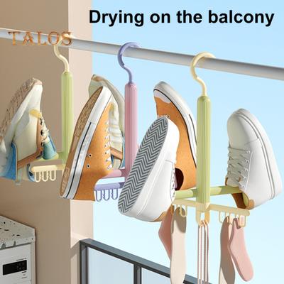 Shoes Drying Rack with 360-Degree Rotating Hook Strong Load-Bearing Windproof Insoles Clip Clothing Rack Hanger