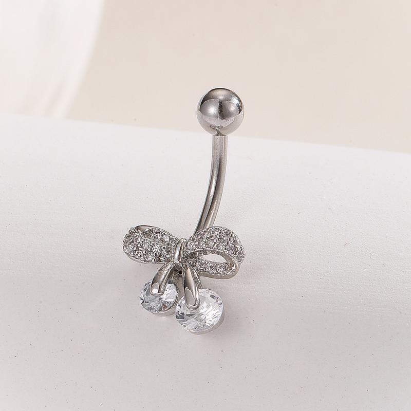 Fashion Zircon Butterfly Belly Button Rings Shiny Crystal Bow Navel Piercing For Women Girls Sexy Belly Ring Beach Jewelry Gifts