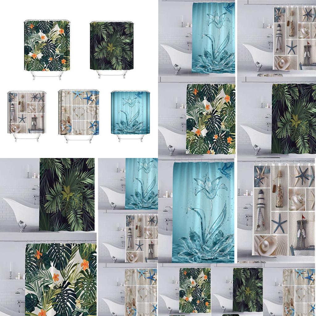Elegant Flower Bird Water Polyester Shower Curtain For Stylish Bathroom Decor