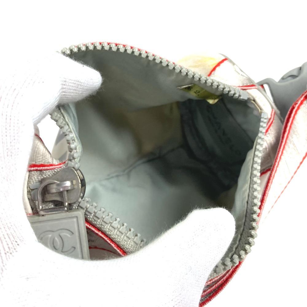 CHANEL Sports Logo mini Bag cylindrical pouch Shoulder Bag Nylon White/Red