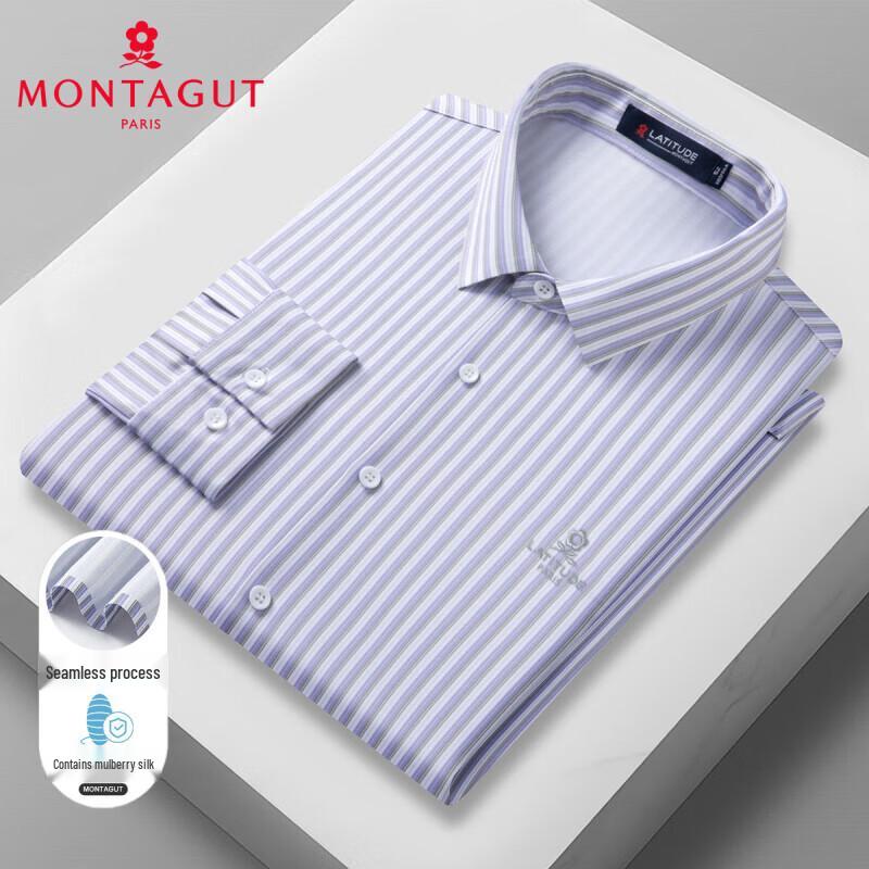 

MONTAGUT Men s Silk Blend Cooling Long Sleeve Casual Shirt 54