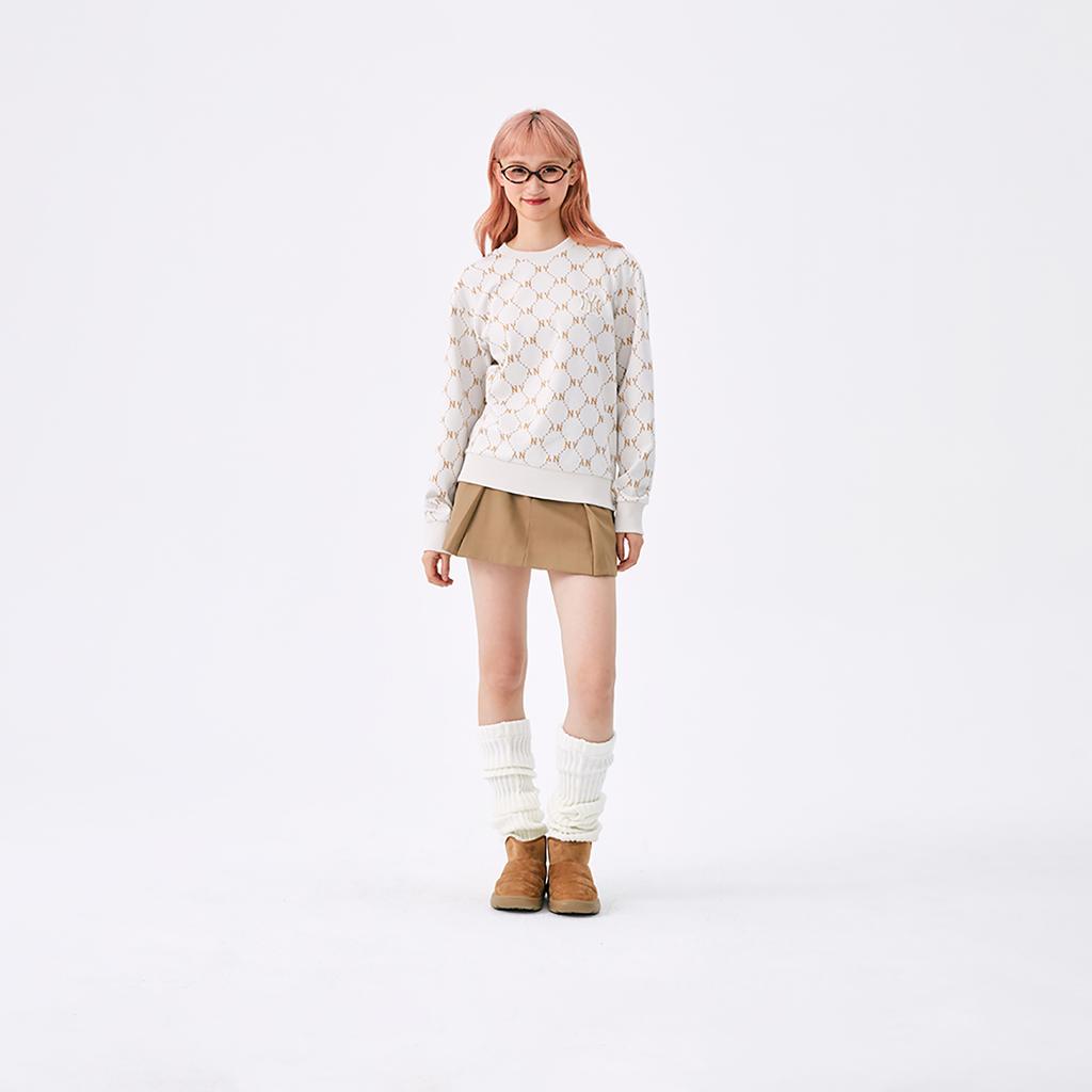 New MLB New York Yankees Old Flower SS25 Sweatshirt Unisex Ivory White 3AMTM0151-50IVS