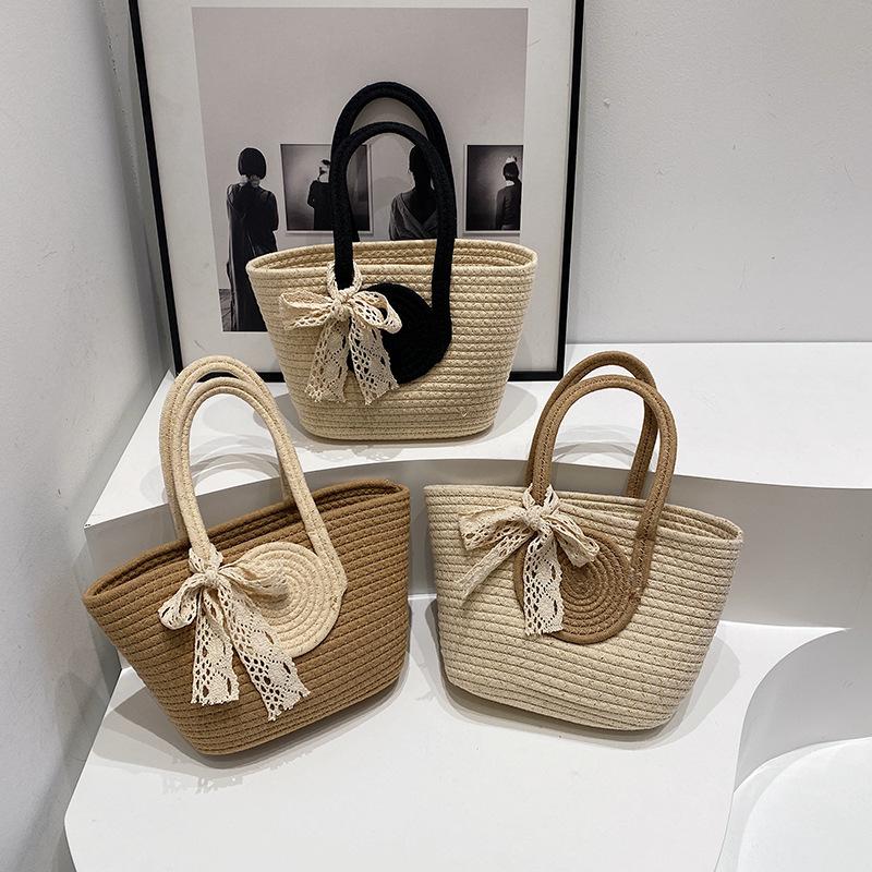 Handbag Beach bag Straw simple contrasting color New trendy temperament lady bag Woven bag