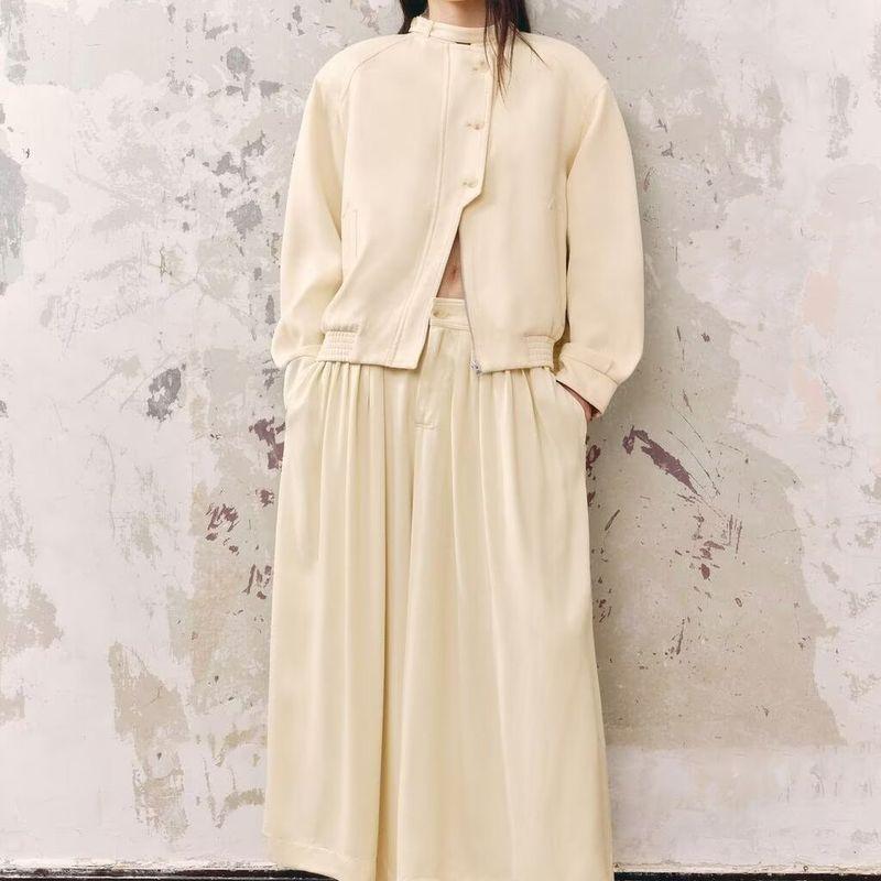 Zbzr New Fall Women's Clothing Button Coat Jacket Tops Pleated Loose Pants 8114823 7977823