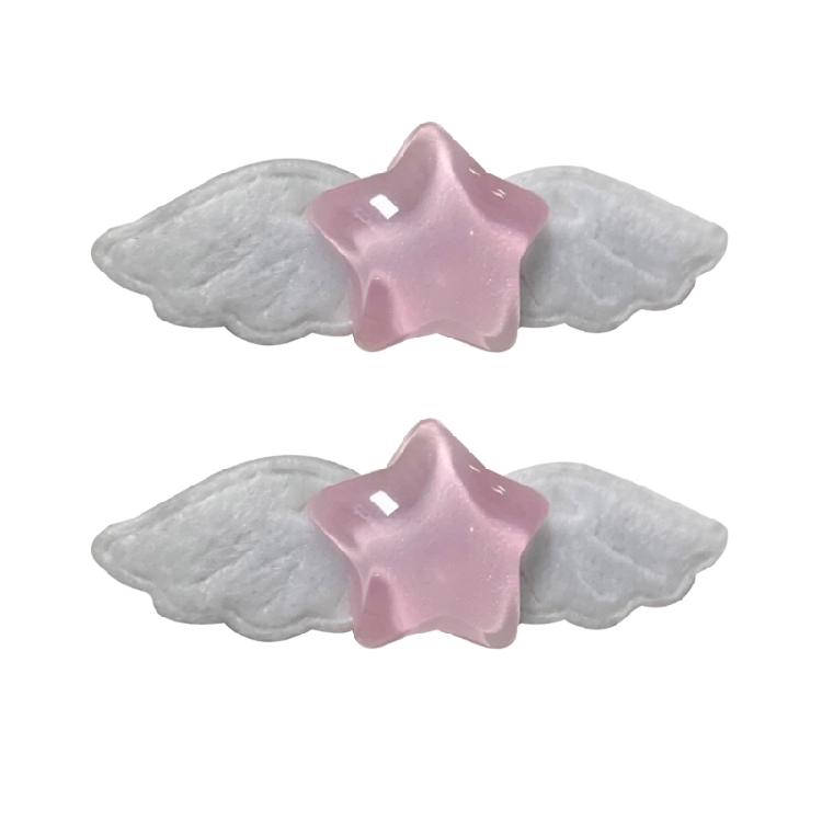 

2Pcs Star Wing Hair Side Clip Lovely Hairpins Sweet Hair Barrettes Sweet Headpiece Hair Accessories Holiday Gifts рожевий