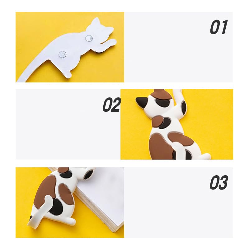 WOVTE Magnetic Cat Tail Set of 3D Cat Decorative Magnetic Strong Cute Cat Room Wall Entryway Small Item Bulletin Refrigerator Hooks, Hooks, 7, Hooks,