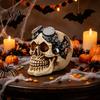 Halloween Prank Props Hip-hop Headphone/Steampunk Skull Figurine, Resin Skeleton Statue, Vintage Ornament for Party Haunted House & Home Decors
