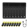 SEIVI Ni MH USB Battery Charger for AA AAA Battery Charge LCD Display Screen Eight Desktop Charger with 8 AAA Battery