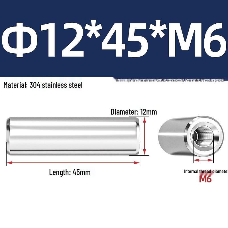 Pin Cilindric din Oțel Inoxidabil 304 cu Filet Interior M4/M6/M8 și Orificiu - Coloană de Suport și Ghidare