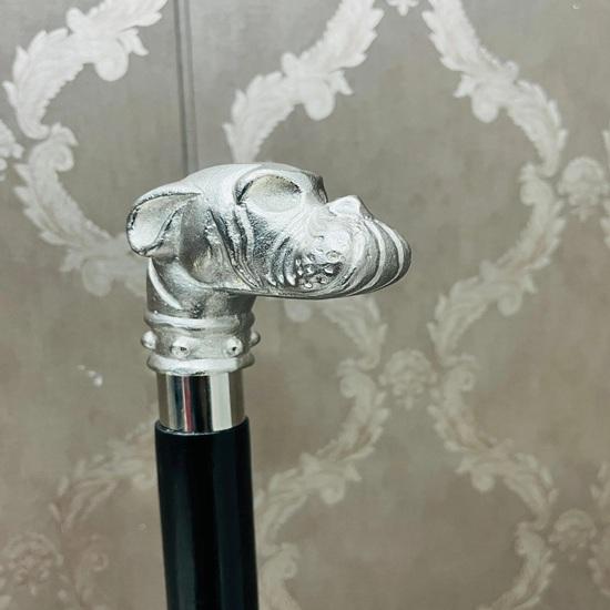 Solid Brass Bulldog Head Handle Wooden Walking Stick 93.98 cm Fathers Mothers Grandfather Grandmother Wedding Anniversary Gift