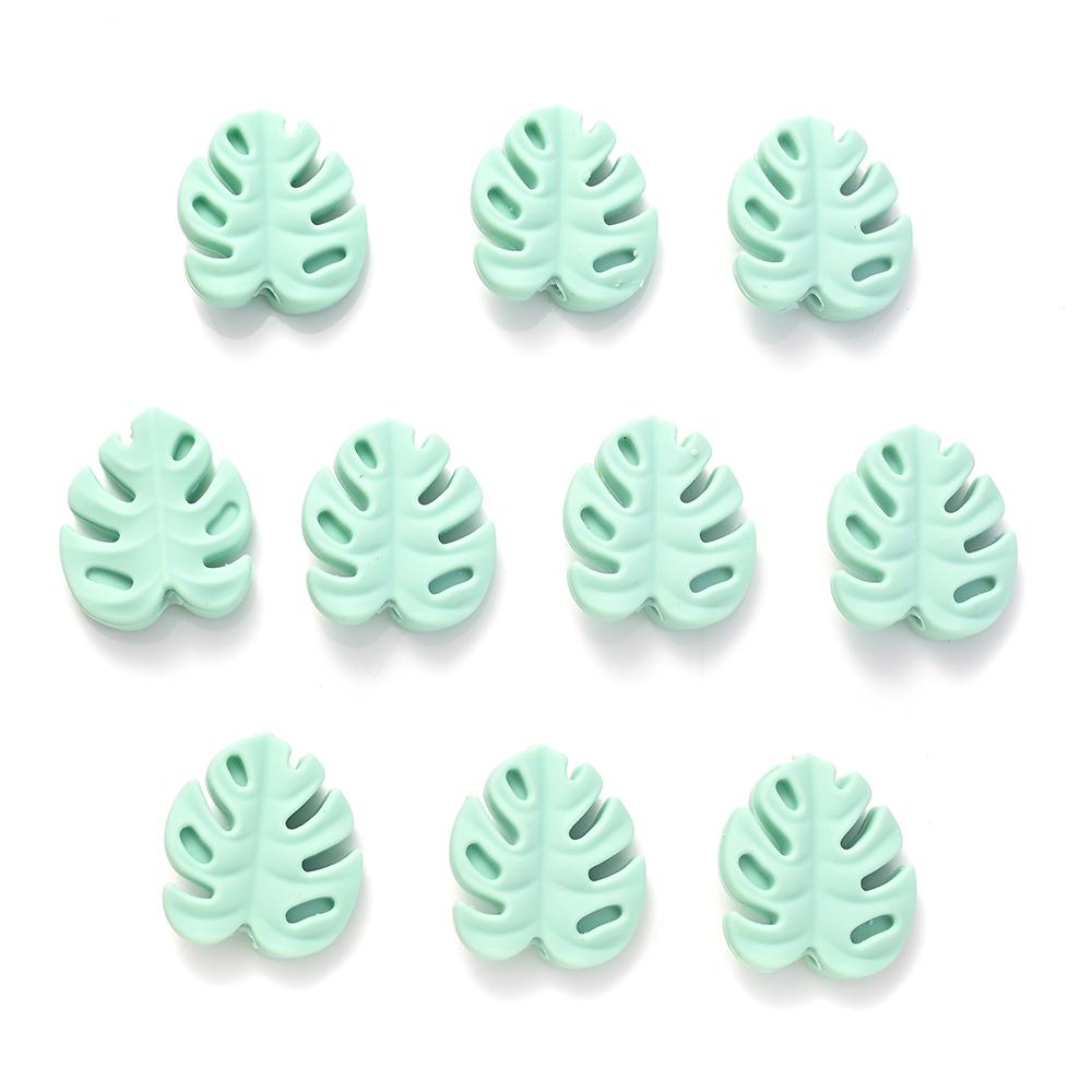 10Pcs Cartoon Leaf Silicone Beads Baby Teether Toy Infant Pacifier Chain Chewable Nursing Teether For DIY Handmade Accessories