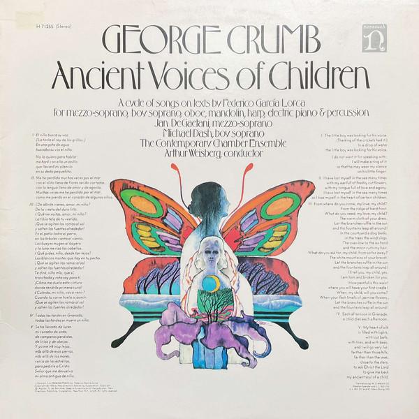Виниловая пластинка JEAN DEGAETANI MICHAEL DASH ARTHU George Crumb The Ancient Voices of H71255 NONESUCH США Классика Б/у