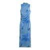 2025 Spring New Women's Slim Fit Sleeveless Dress with Pleated Print Design