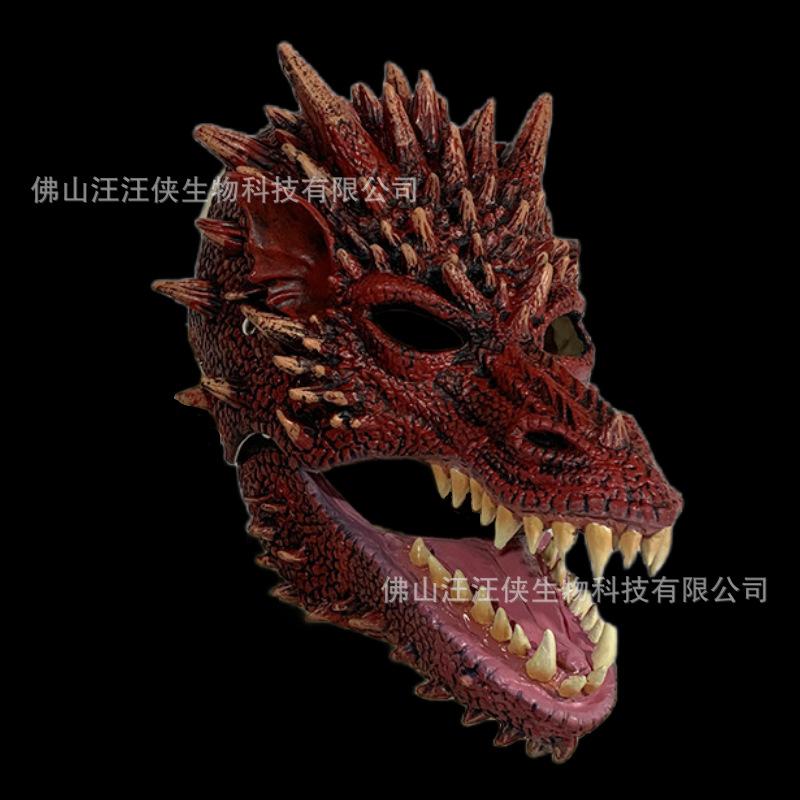 Hot-selling movable-mouth dinosaur mask, animal latex mask without eyes, adult-sized prank mask for scary effects