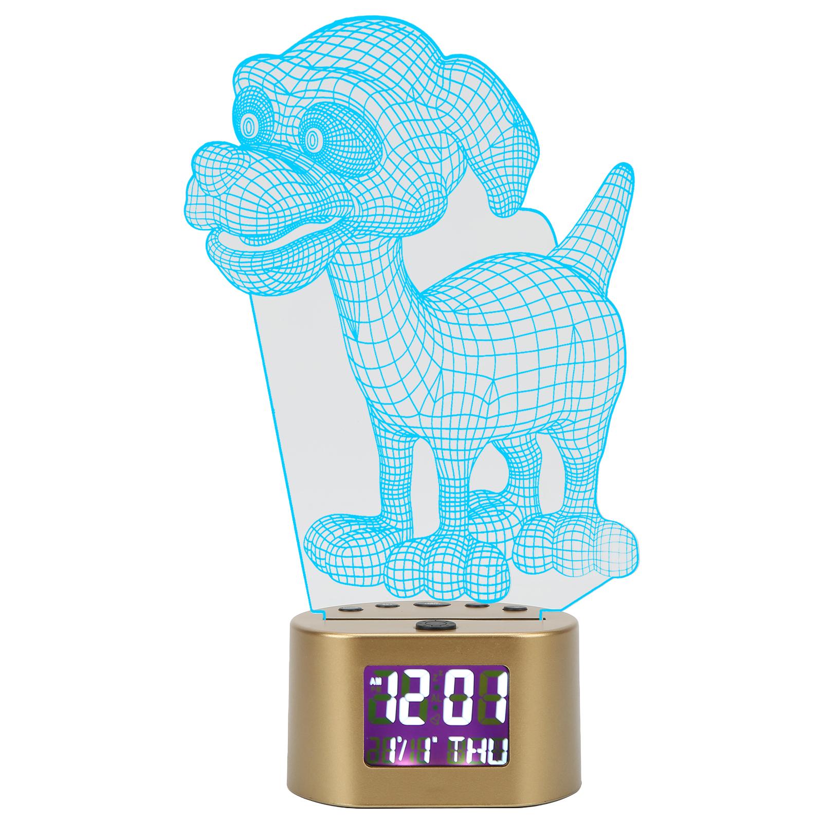 

Акриловый мультяшный ночник с двойным питанием, будильник, вечный календарь, RGB-подсветка, 3D-ночник в виде щенка