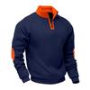 Men's New Color Block Stand Collar Pullover Sweatshirt, Heavyweight Fleece Lined Loose Long Sleeve Top for Spring Autumn Casual Wear