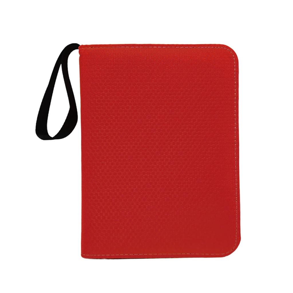 Card Storage Organizer with 9 Grid Transparent Pockets Honeycomb Texture Solid Pattern Zippered Closure and Wrist Strap for Document Protection