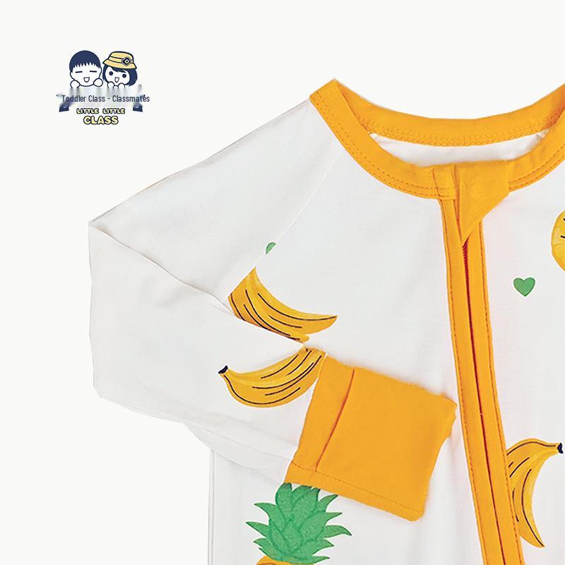 Bamboo Fiber Baby Romper with All-Over Print - Long Sleeve Onesie