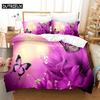 Purple Flower Duvet Cover Set Double Bed 200x200 Thin Floral Bedding Set 3PCS 2PCS with Pillowcase Single Quilt Cover 220x240
