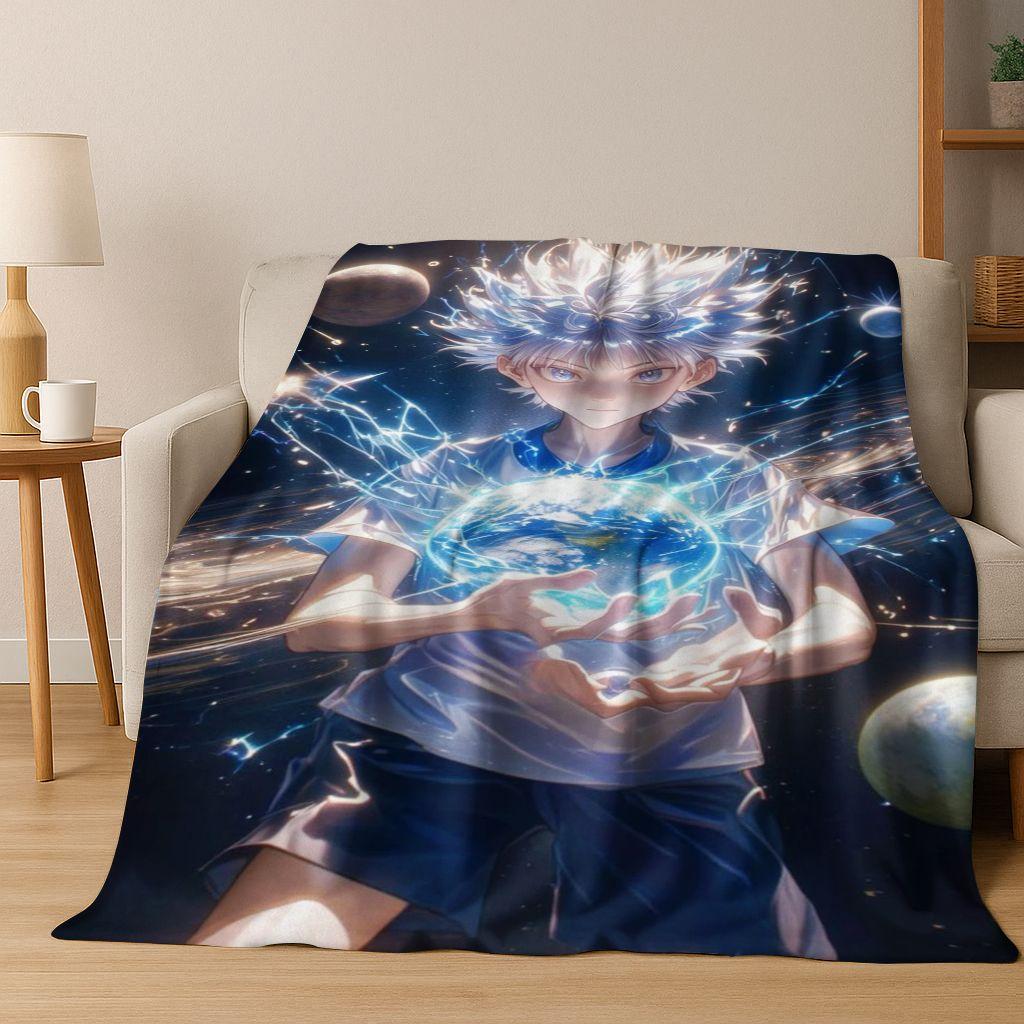 Anime HUNTER X HUNTER HXH Gon Freecss Killua Cartoon Flannel Blanket,Cozy Soft Throw Blanket for Home Bedroom Bed Sofa Cover Kid