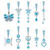 Blue  Zircon Belly Button Rings Dangle Heart Butterfly Navel Piercing Stainless Steel Belly Bar Body Piercing Jewelry