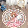 3D Magical Girl Theme Printed Rug, Exquisite Decorative Mat for Children's Room Round Carpet for Home Sofa Bedroom, Gift
