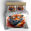 Tiger with red roses. Bedding sets Duvet cover sets Duvet covers Pillowcases(1*Duvet Cover 2*Pillowcases without duvet insert)