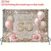 2D Pink Gold Glitter 60th Birthday Backdrop Home Party Celebration Photo Background