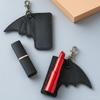 PU Leather Bat Pouch Keychain Black Wing Design Gothic Lipstick Holder  Car Keyring