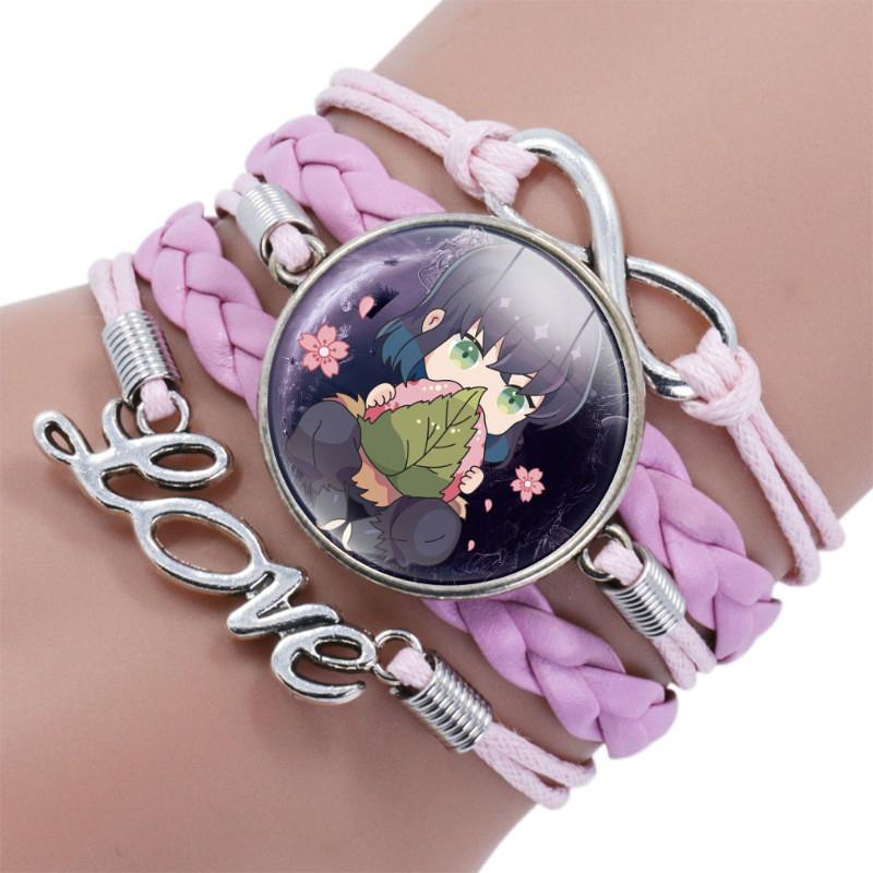 Slayer Demon Bracelet Alloy Glass Pendant Multilayer Woven Accessories Anime