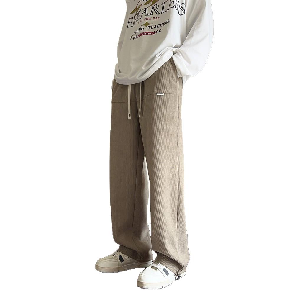 Corduroy Sweatpants Autumn and Winter New Hong Kong Style Loose Straight Casual Pants Men's Tooling Sweatpants One Piece Shop