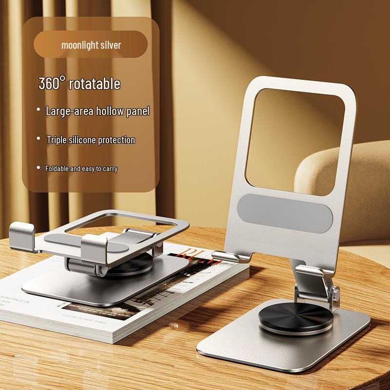 Rotatable Metal Phone & iPad Holder for Desktop - Portable, Folding, and Perfect for Live Videos