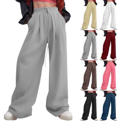 Women's Casual Fashion Solid Colour Lace-up Sweatpants Sweatpants Trousers Trousers Elastic Waist Wide Leg Trousers