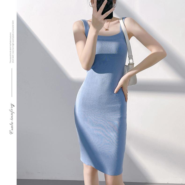 Summer Tank Halter Women Sexy  Casual Solid Clothing Chic Club Female Vintage Girl Sleeveless Elegant Dress