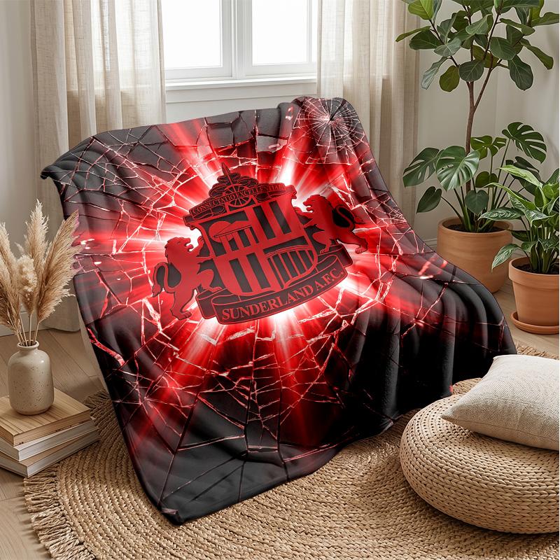 Sunderland Football Print Flannel Blanket, Soft Warm Lightweight Throw Blanket for Sofa Bed Camping