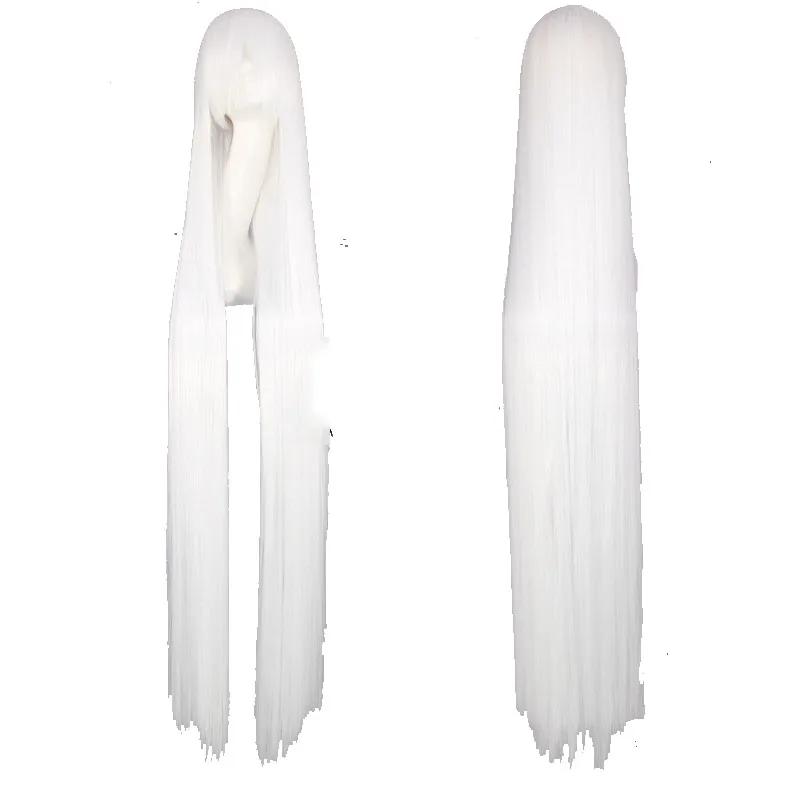

100см Красочный парик Длинный Прямой Косплей Аниме Костюм Вечеринка Парики Синтетический Термостойкий Парик белый