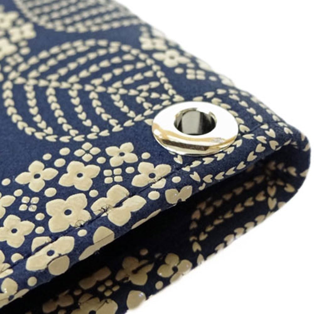 Držák průkazu Inden pro dojíždění 2527 průkazů G námořnická modrá jelení kůže x bílý lak hortenzie vzor xx 07cm průhledná kapsa 2 [Indenya] skládací 10,6 cm