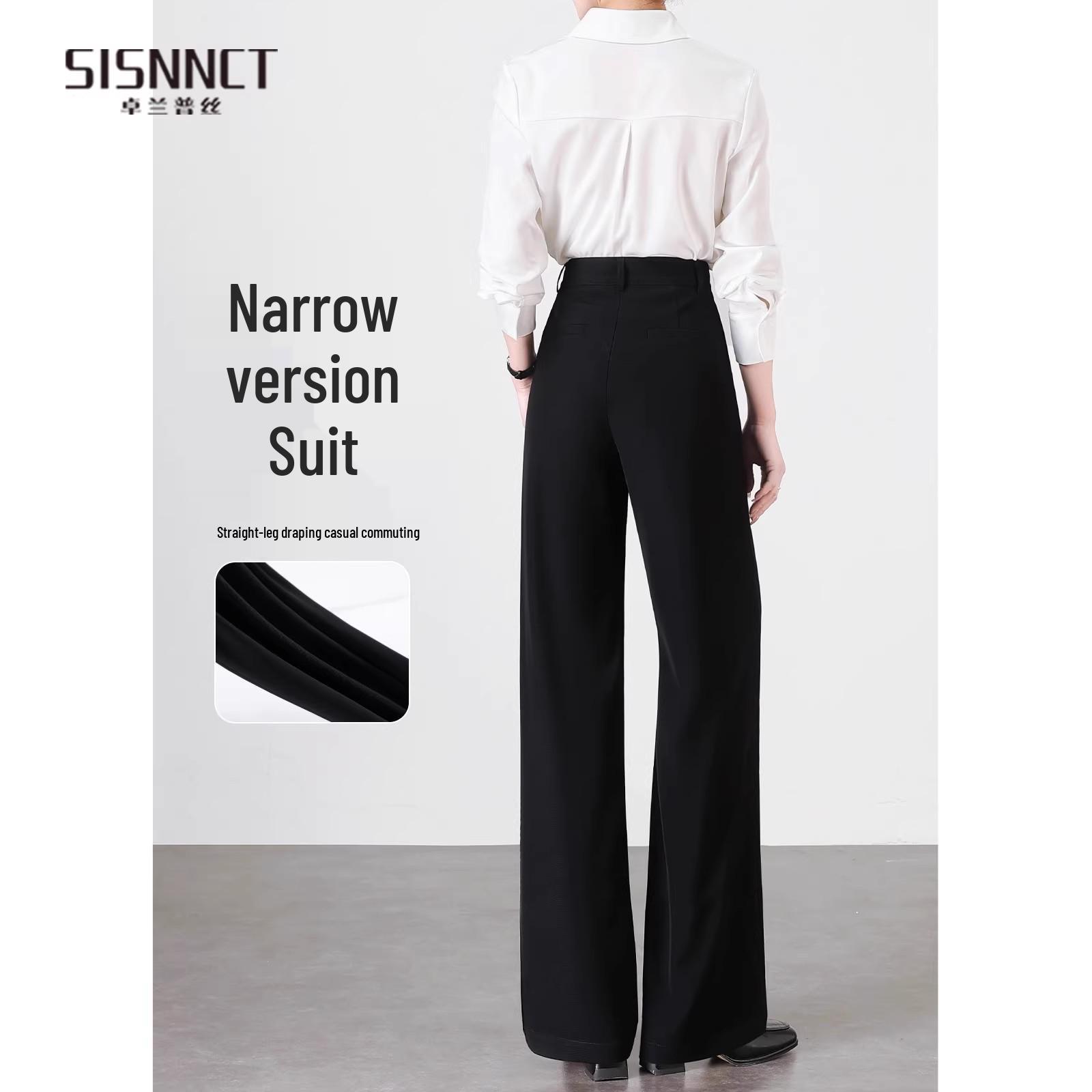 

Women s Fleece-Lined Slim-Fit High-Waisted Black Wide-Leg Suit Pants – Professional Autumn/Winter Wear with Excellent Drape. 2XL (126-140lbs)