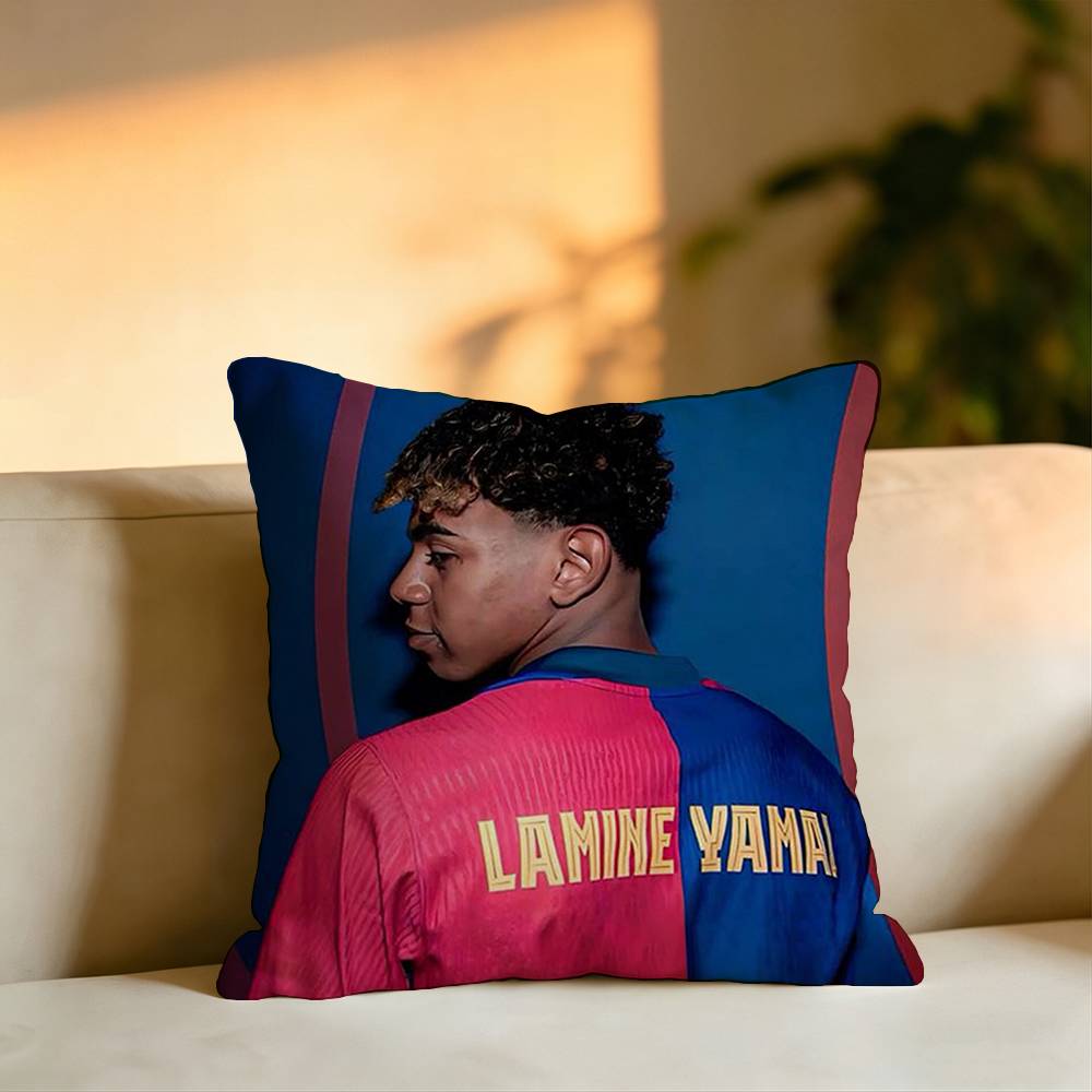 Football Star Lamine Yamal Pillow Case Square DoubleSided Sofa Cushion Cover Bedroom Bedside Pillow