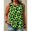 Women's Printed Tank Top T-shirt with Patterned Short Sleeves, Women's Sleeveless Round-neck T-shirt