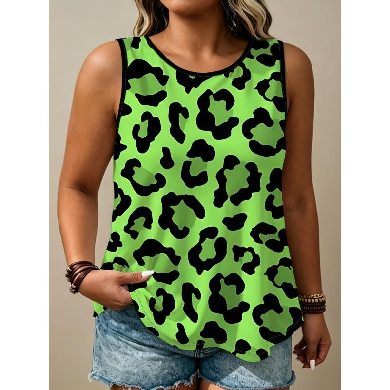 Women's Printed Tank Top T-shirt with Patterned Short Sleeves, Women's Sleeveless Round-neck T-shirt