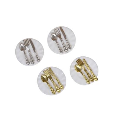 Miniature Dollhouse Ceramic Cake Plate Set DIY Cutlery Model For Micro-Scenery Photography Display Accessories