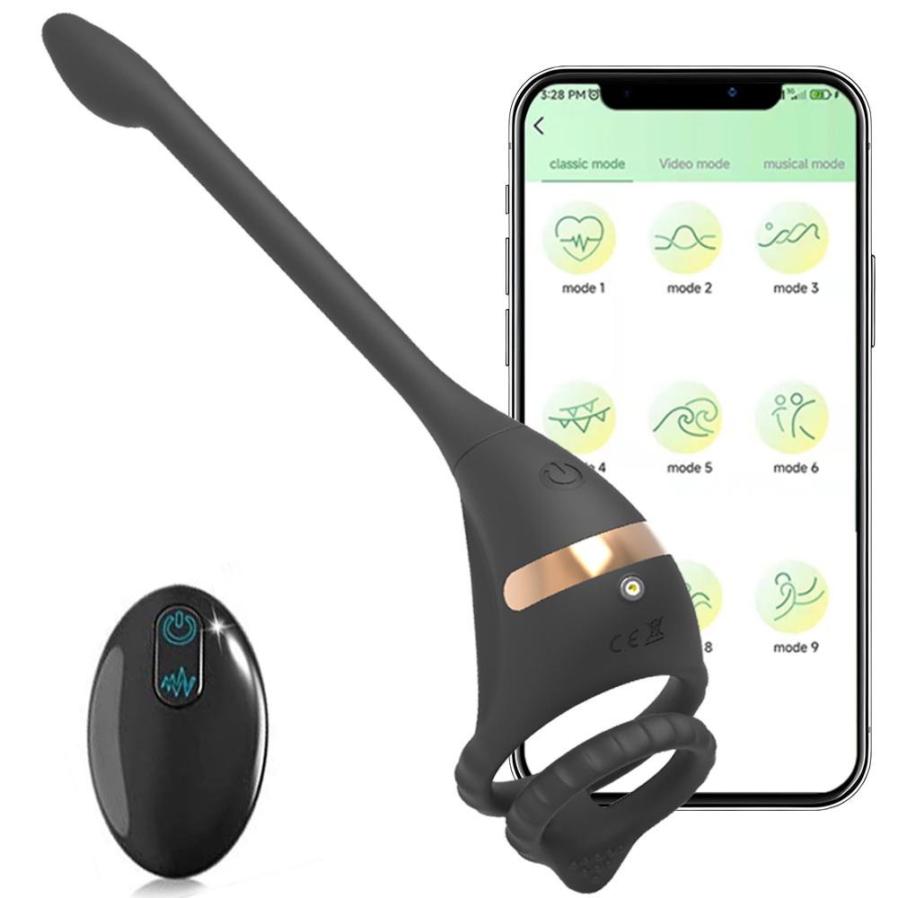 Cock Penis Rings Vibrator APP Control Plug Anal Butt Stimulator Delayed Ejaculation Vibrating 9 Mode Sex Toy For Men Couple