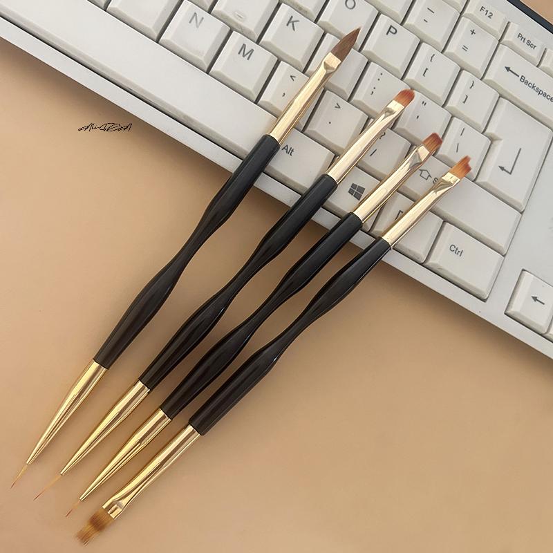 4-teiliges doppelseitiges Nagellack-Pinselset Professioneller Gel-Lack-Liner Acrylnagelpinsel für Blumenmalerei Zeichnen Maniküre-Werkzeuge