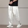 Men's Black Dragon Jacquard Elastic Waist Baggy Harem Casual Pants