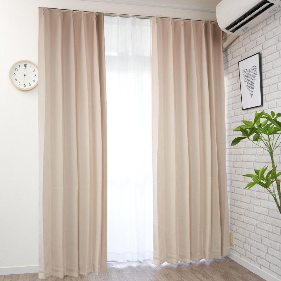 

Light 110cm Set of Heat Energy Energy Saving 100cm x Length Set of curtain-fabfun Curtains, 99.9% Blocking, Long, 2, Insulated, Retaining, Saving, бежевый